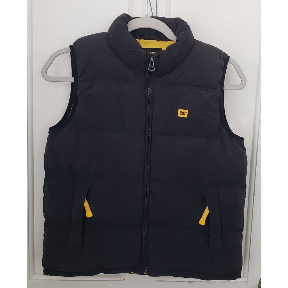 Boys Cat Equipment Puffer Vest Caterpillar 10/12 Black‎ Yellow